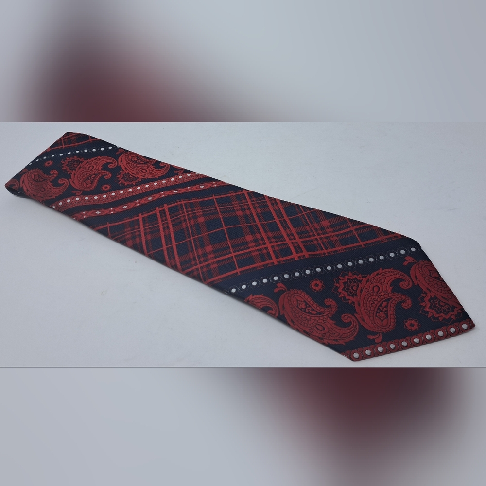 Yves Saint Laurent Vintage Neck Tie Tartain Plaid Paisley Striped 70s 80s 55" - Picture 14 of 15